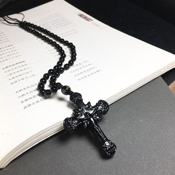 fashion design necklace pendant luxury jewelry obsidian crucifixion carved christian accessories jesus men and women, Silver
fashion design necklace pendant luxury jewelry obsidian crucifixion carved christian accessories jesus men and women, Silver
