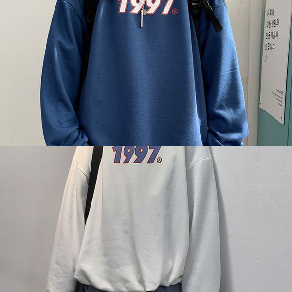neploha korean 1997 letter printed men's sweatshirts 2020 autumn casual o neck man baggy hoodies oversized men cl c0127, Black
neploha korean 1997 letter printed men's sweatshirts 2020 autumn casual o neck man baggy hoodies oversized men cl c0127, Black