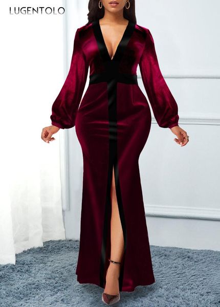 women party dress slim bodycon dresses v-neck long sleeve spring autumn dinner women's maxi dress lugentolo, Black;gray
women party dress slim bodycon dresses v-neck long sleeve spring autumn dinner women's maxi dress lugentolo, Black;gray