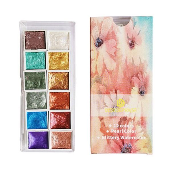 gift sets 12 colors watercolor paint set metallic gold glitter for artists school students stationery solid pigment art supplies
gift sets 12 colors watercolor paint set metallic gold glitter for artists school students stationery solid pigment art supplies