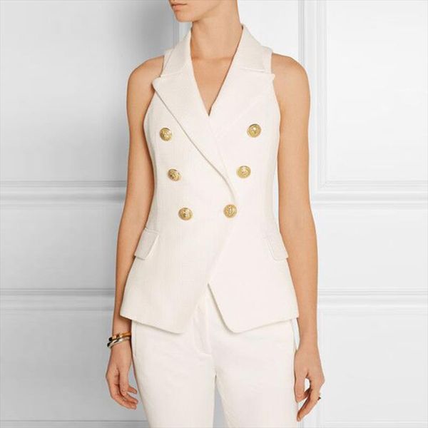 new fashion 2021 career style womens gold buttons double breasted vest outerwear white black drop shipping, Black;white
new fashion 2021 career style womens gold buttons double breasted vest outerwear white black drop shipping, Black;white