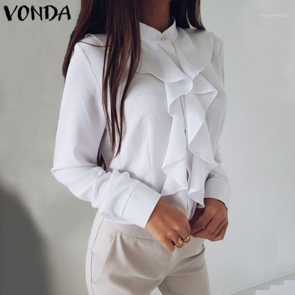 women's blouses & shirts office blouse women plus size vonda 2021 summer tunic female long sleeve ruffle and casual blusa ladies s-5xl, White
women's blouses & shirts office blouse women plus size vonda 2021 summer tunic female long sleeve ruffle and casual blusa ladies s-5xl, White