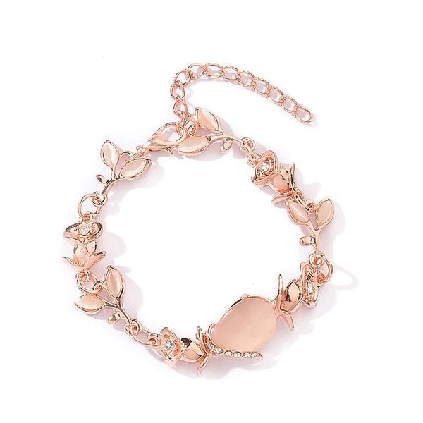 fashion elegant rose gold leaf bling crystal flower opal adjustable charm alloy bracelets for women girls jewelry, Black
fashion elegant rose gold leaf bling crystal flower opal adjustable charm alloy bracelets for women girls jewelry, Black