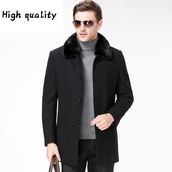 men's winter woollen coat men's medium length lapel down knick jacket, Black
men's winter woollen coat men's medium length lapel down knick jacket, Black