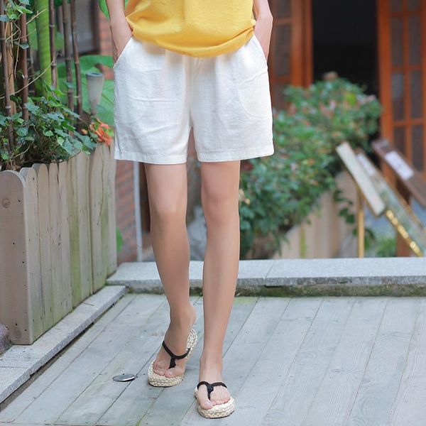 women's shorts johnature women casual linen loose vintage 2021 summer straight pockets elastic waist solid color brief, White;black
women's shorts johnature women casual linen loose vintage 2021 summer straight pockets elastic waist solid color brief, White;black