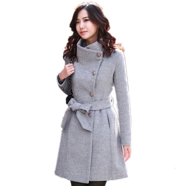 women's woolen jacket coat autumn long slim cardigan winter single-breasted coats thick warm feminine overcoat with belt, Black
women's woolen jacket coat autumn long slim cardigan winter single-breasted coats thick warm feminine overcoat with belt, Black