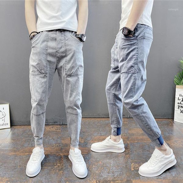 summer men's thin small foot casual jeans solid color elastic leggings summer harem capris men's pants1, Blue
summer men's thin small foot casual jeans solid color elastic leggings summer harem capris men's pants1, Blue