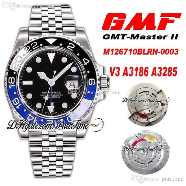GMF V3 GMT II A3186 A3285 Automatic Chronograph Mens Watch Batman Ceramic Black Dial 904L Steel Jubilee Bracelet Best Edition Puretime 2021, Slivery;brown
GMF V3 GMT II A3186 A3285 Automatic Chronograph Mens Watch Batman Ceramic Black Dial 904L Steel Jubilee Bracelet Best Edition Puretime 2021, Slivery;brown
