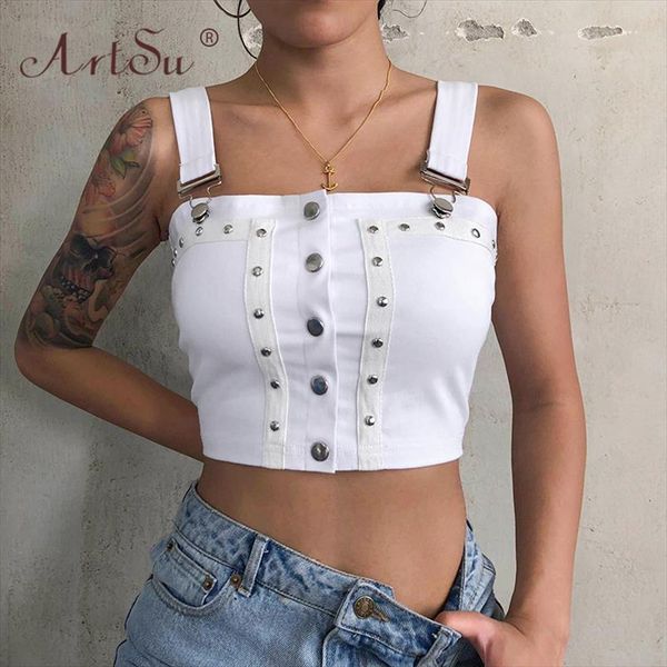 punk gothic summer women cropped tank black white rivet buckle streetwear club cool fashion crop camisole
punk gothic summer women cropped tank black white rivet buckle streetwear club cool fashion crop camisole