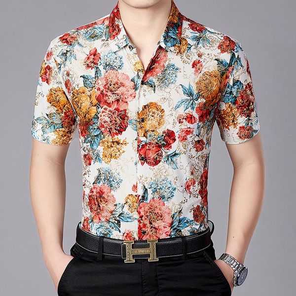 men's casual shirts mens hipster floral dress 2021 brand silk satin shirt men slim fit short sleeve social male wedding prom camisa, White;black
men's casual shirts mens hipster floral dress 2021 brand silk satin shirt men slim fit short sleeve social male wedding prom camisa, White;black