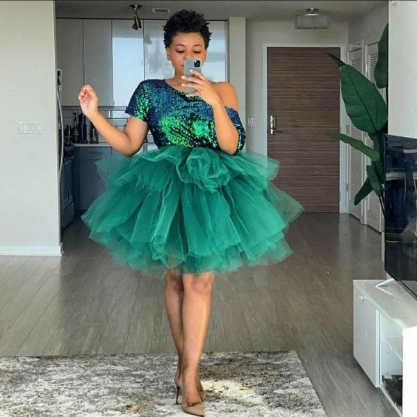 one shoulder sequins prom dresses short sleeve zipper back cocktail party dresses puffy tulle knee length robe de marrige v15, Black
one shoulder sequins prom dresses short sleeve zipper back cocktail party dresses puffy tulle knee length robe de marrige v15, Black