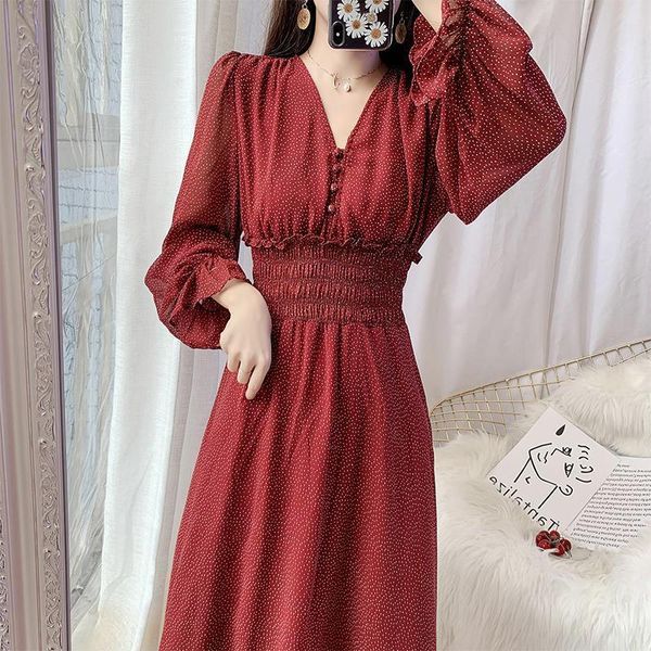 2021 autumn women printed ruffles dress lady v neck long sleeve chiffon dress female high waist a line vestidos, Black;gray
2021 autumn women printed ruffles dress lady v neck long sleeve chiffon dress female high waist a line vestidos, Black;gray