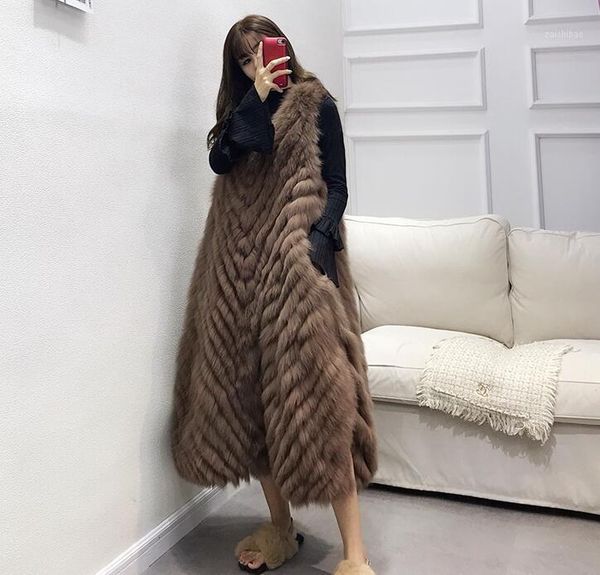 natural long 110cm vest real coat for women's genuine fur jacket waistcoat loose design 6xl1, Black 
natural long 110cm vest real coat for women's genuine fur jacket waistcoat loose design 6xl1, Black