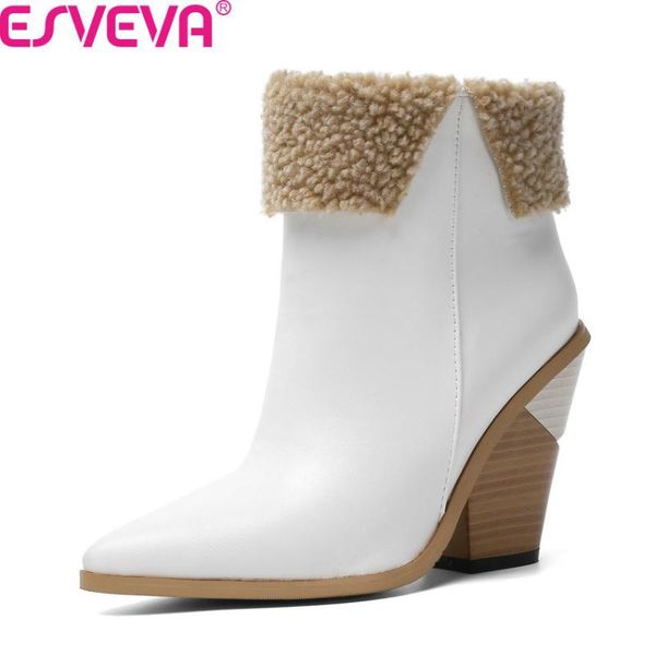 boots esveva 2021 quality pu leather square high heel autumn winter fashion women shoes pointed toe slip on ankle size34-43, Black
boots esveva 2021 quality pu leather square high heel autumn winter fashion women shoes pointed toe slip on ankle size34-43, Black