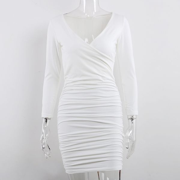 long sleeve bodycon dress autumn winter sheath ruched white black solid elegant midi bandage party dress women 201008 
long sleeve bodycon dress autumn winter sheath ruched white black solid elegant midi bandage party dress women 201008