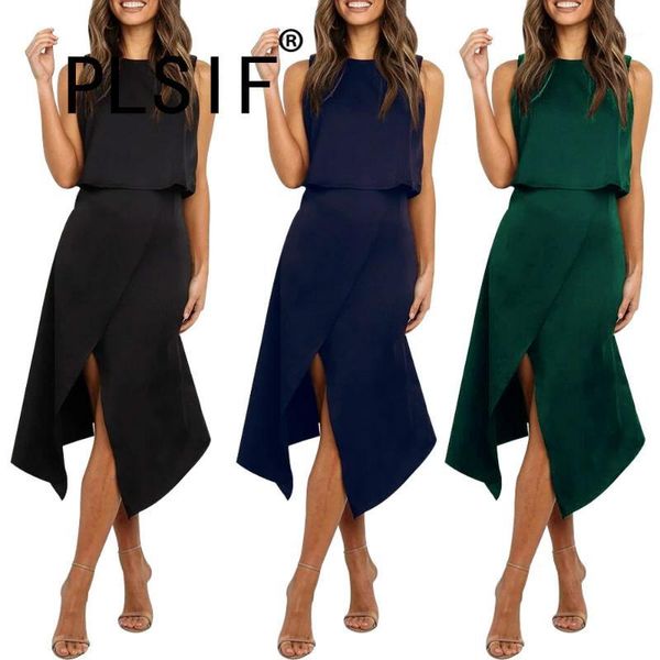casual dresses 2021 o-neck sleeveless dress and asymmetrical midi lady fashion club wear1, Black;gray
casual dresses 2021 o-neck sleeveless dress and asymmetrical midi lady fashion club wear1, Black;gray