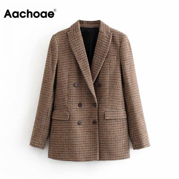 aachoae vintage casual plaid blazer women fashion double breasted office ladies jacket coat notched collar long sleeve suits 201114, White;black
aachoae vintage casual plaid blazer women fashion double breasted office ladies jacket coat notched collar long sleeve suits 201114, White;black