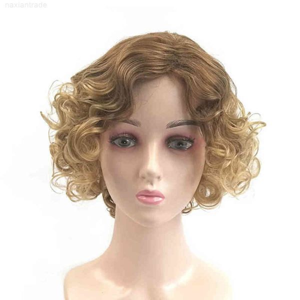 small volume fashion gradient wig star women's medium split short curly heaear, Black
small volume fashion gradient wig star women's medium split short curly heaear, Black