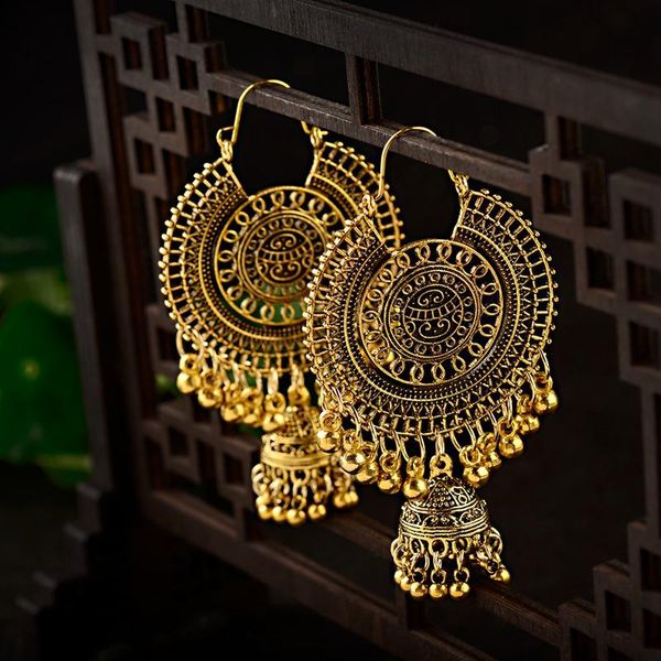 anqi gypsy jewelry womens boho ethnic gold color metal round hollow big bells dangle earrings ladies boucle d'oreille, Silver
anqi gypsy jewelry womens boho ethnic gold color metal round hollow big bells dangle earrings ladies boucle d'oreille, Silver