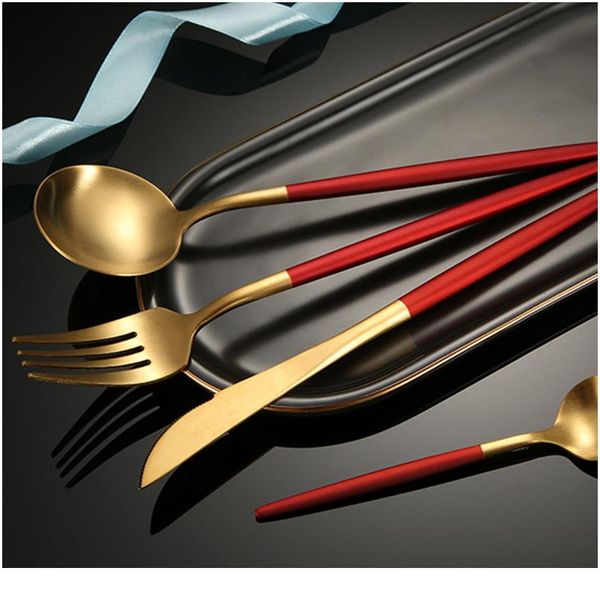 4pcs/set dinnerware set steak knife fork spoon coffee spoon stainless steel tableware red gold cutlery set set dinner bbydbt
4pcs/set dinnerware set steak knife fork spoon coffee spoon stainless steel tableware red gold cutlery set set dinner bbydbt