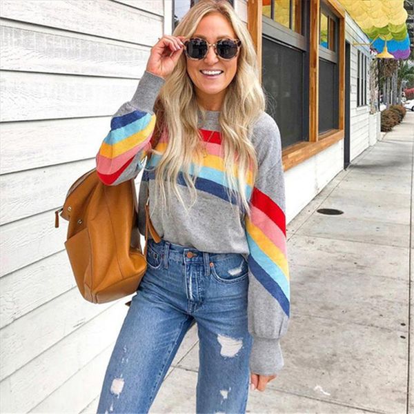 color striped knitted women sweaters 2021 casual autumn winter sweater loose o neck female harajuku knitted pullovers, White;black
color striped knitted women sweaters 2021 casual autumn winter sweater loose o neck female harajuku knitted pullovers, White;black