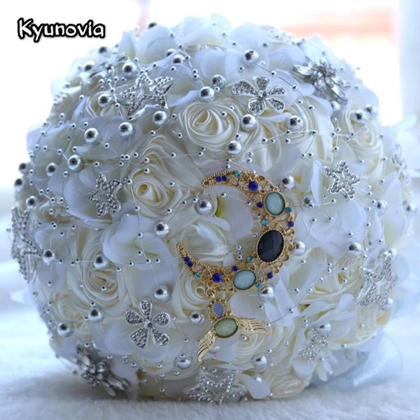 decorative flowers & wreaths kyunovia fantasy rose wedding bouquet moon and star brooch satin bride's burgundy bridal with beads fe43
decorative flowers & wreaths kyunovia fantasy rose wedding bouquet moon and star brooch satin bride's burgundy bridal with beads fe43