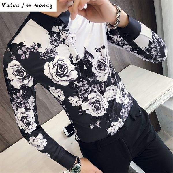 men shirt rose designer shirt patterns ropa de hombre button up men long sleeve slim fit wedding shirt men club party c1211, White;black
men shirt rose designer shirt patterns ropa de hombre button up men long sleeve slim fit wedding shirt men club party c1211, White;black