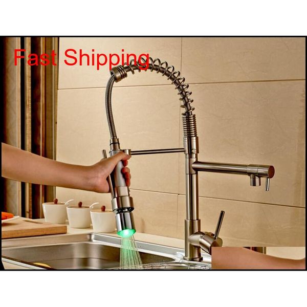 wholesale and retail nickel brushed spring kitchen faucet single handle mixer tap led color changing jhbpb
wholesale and retail nickel brushed spring kitchen faucet single handle mixer tap led color changing jhbpb