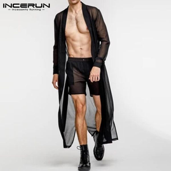 incerun fashion mesh men shirt open stitch cardigan streetwear transparent casual long sleeve men long style cloak 5xl1, White;black
incerun fashion mesh men shirt open stitch cardigan streetwear transparent casual long sleeve men long style cloak 5xl1, White;black