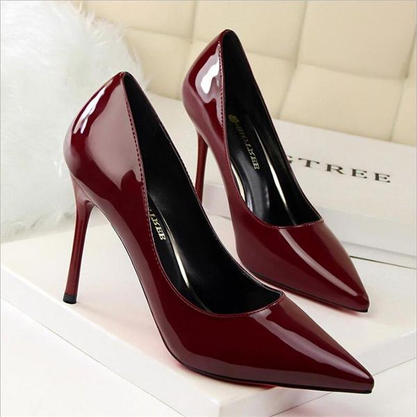 dress shoes concise solid patent leather high heels autumn fashion shallow women pumps pointed toe elegant women's office, Black
dress shoes concise solid patent leather high heels autumn fashion shallow women pumps pointed toe elegant women's office, Black