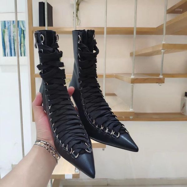 boots lace up women shoes runway bota feminina pointed toe ladies botas mujer 2021 design ladies1, Black
boots lace up women shoes runway bota feminina pointed toe ladies botas mujer 2021 design ladies1, Black