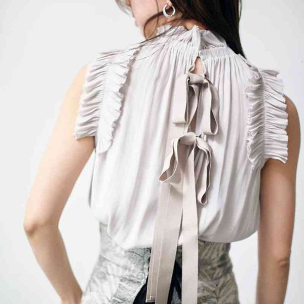 Women's Blouses & Shirts Folds Stand Collar sleeveless Back Bowknot Drawstring Solid Blusas Japanese 2022 Summer Sweet fresh YF3P, White
Women's Blouses & Shirts Folds Stand Collar sleeveless Back Bowknot Drawstring Solid Blusas Japanese 2022 Summer Sweet fresh YF3P, White