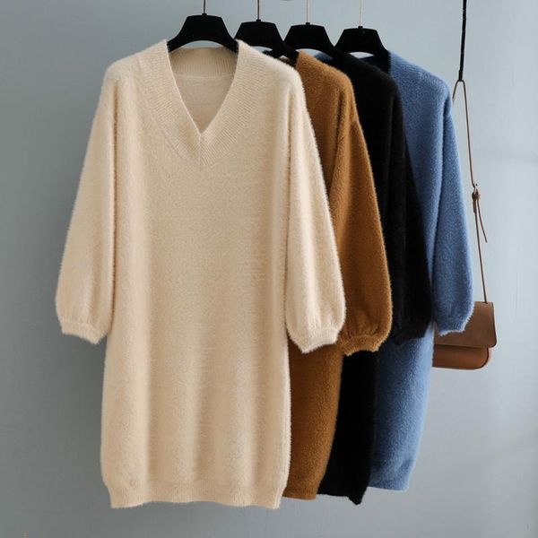 2020 fall winter v-neck short lantern sleeve thick sweater dress fur dress women loose mini female chic straight, Black;gray
2020 fall winter v-neck short lantern sleeve thick sweater dress fur dress women loose mini female chic straight, Black;gray