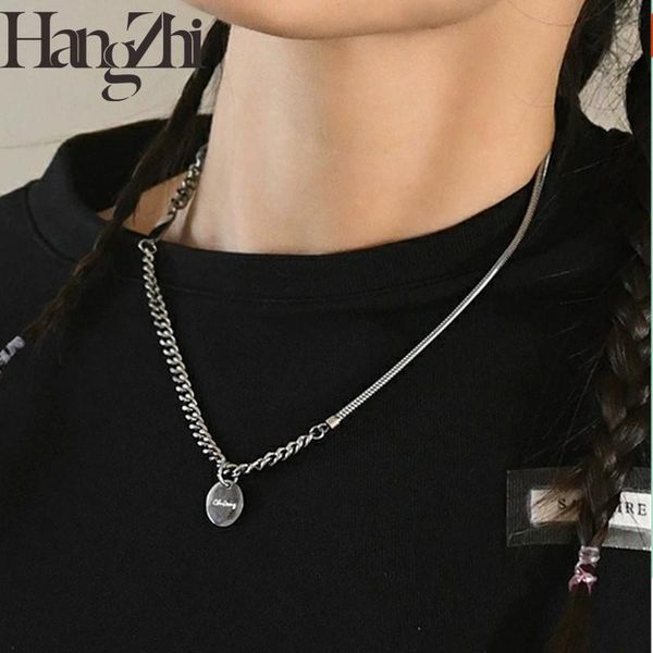 hangzhi 2021 new punk round pendant chain stitching snake bone titanium steel necklace for women men couple party gifts, Silver
hangzhi 2021 new punk round pendant chain stitching snake bone titanium steel necklace for women men couple party gifts, Silver
