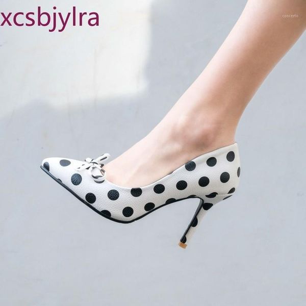 spring autumn 2020 new fashion pointed fine heel women shoes white black sweet bow high heel single shoes size 34-421