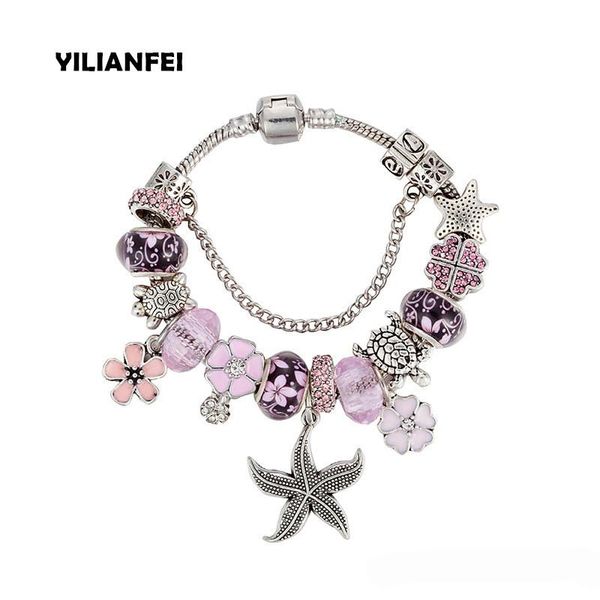 charm bracelets yilianfei silver plating color starfish pendant fashion & bangles with violet chamilia beads for women bt0183, Golden;silver
charm bracelets yilianfei silver plating color starfish pendant fashion & bangles with violet chamilia beads for women bt0183, Golden;silver