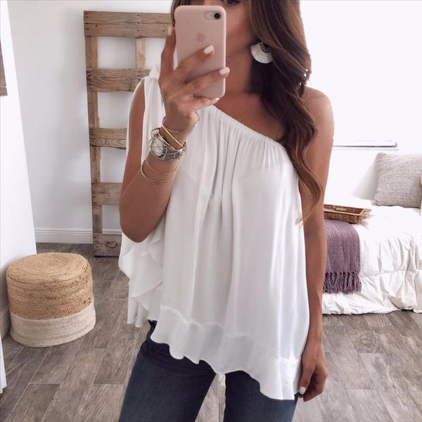 summer new women chiffon blouses shirts one shoulder sleeveless solid plus size shirts blouse team epic s 3xl 4xl 5xl, White
summer new women chiffon blouses shirts one shoulder sleeveless solid plus size shirts blouse team epic s 3xl 4xl 5xl, White