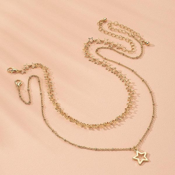 chains simple fashion trending jewelry metal gold hollow out star double layer choker pendant necklace for women, Silver
chains simple fashion trending jewelry metal gold hollow out star double layer choker pendant necklace for women, Silver