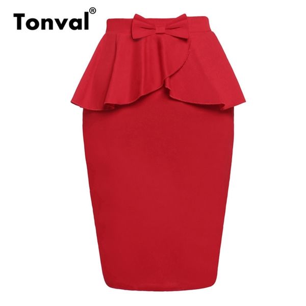 tonval red solid ruffle office lady pencil skirt women bow vintage slit back bodycon skirts ladies summer high waist skirts y200326, Black
tonval red solid ruffle office lady pencil skirt women bow vintage slit back bodycon skirts ladies summer high waist skirts y200326, Black