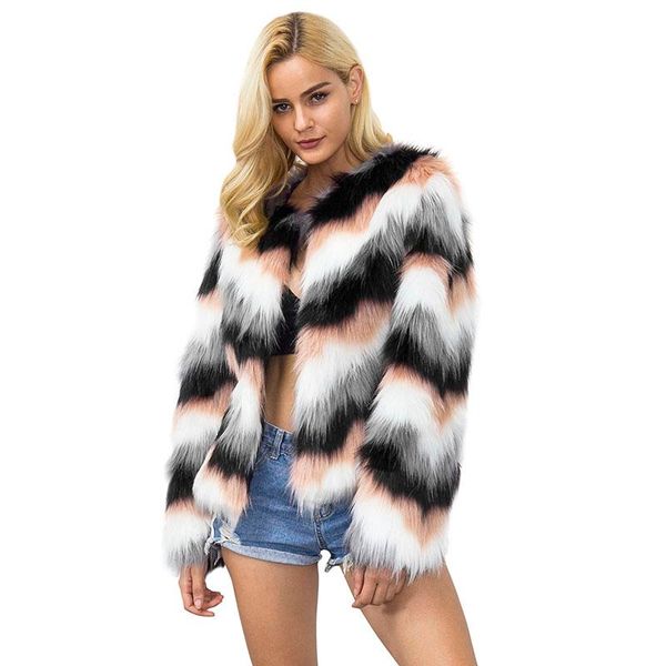 women's fur & faux 2021 jacket warm winter women colorful stripe printe long sleeve fluffy hairy outerwear abrigo mujer bontjas, Black
women's fur & faux 2021 jacket warm winter women colorful stripe printe long sleeve fluffy hairy outerwear abrigo mujer bontjas, Black