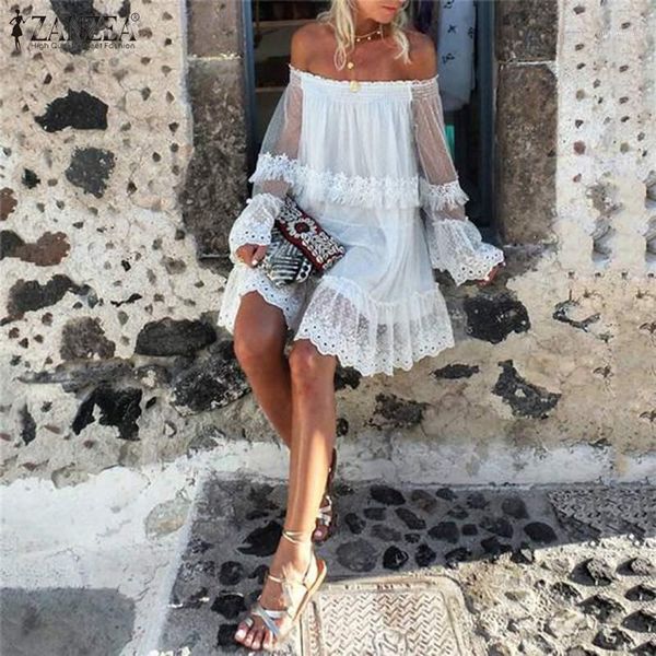 women's summer sundress zanzea 2020 bohemian lace dress casual knee length vestidos female flare sleeve off shoulder ruffle robe1, Black;gray
women's summer sundress zanzea 2020 bohemian lace dress casual knee length vestidos female flare sleeve off shoulder ruffle robe1, Black;gray