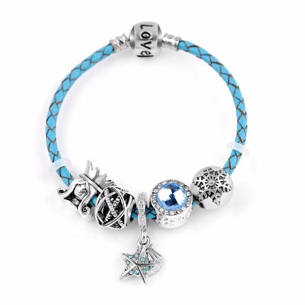 dropshiping charm jewelry silver plated bracelets for women blue real leather crystal beads pan bracelet female pulseras mujer, Black
dropshiping charm jewelry silver plated bracelets for women blue real leather crystal beads pan bracelet female pulseras mujer, Black