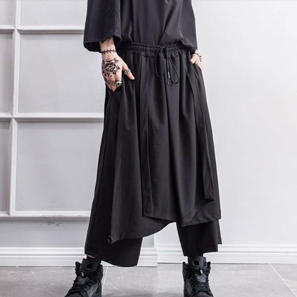men's trousers slouchy trousers culottes false two irregular wide-leg men's shorts dark yamamoto style stage outfit, Black
men's trousers slouchy trousers culottes false two irregular wide-leg men's shorts dark yamamoto style stage outfit, Black