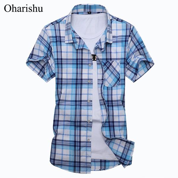 new summer fashion men's shirt slim fit men short sleeve plaid shirts mens clothes trend casual mens social shirt, White;black
new summer fashion men's shirt slim fit men short sleeve plaid shirts mens clothes trend casual mens social shirt, White;black
