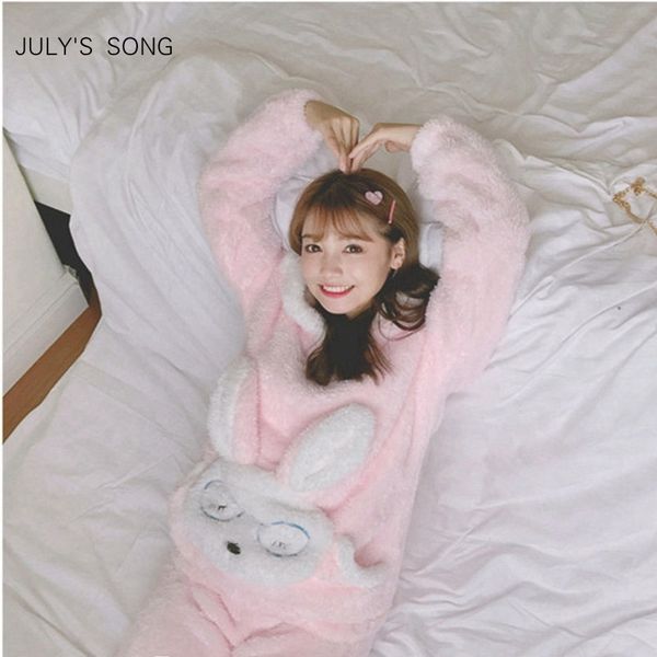 july's song autumn winter pajamas women pajama sets flannel pink rabit cartoon thick warm women sleepwear cute animal homewear y200425, Black;red
july's song autumn winter pajamas women pajama sets flannel pink rabit cartoon thick warm women sleepwear cute animal homewear y200425, Black;red