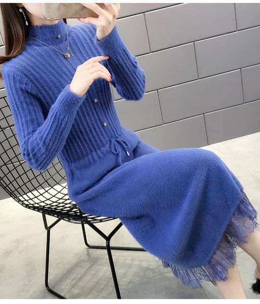 2021 new fall winter women long imitation mink velvet dress new half turtleneck lace edge knitted sweater dresses female 23xy, Black;gray
2021 new fall winter women long imitation mink velvet dress new half turtleneck lace edge knitted sweater dresses female 23xy, Black;gray