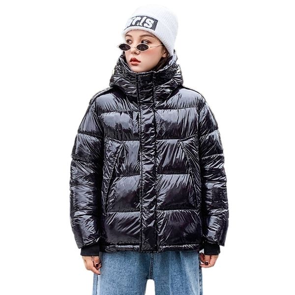 hooded shiny woman parkas solid casual women's winter jacket glossy plus size cotton padded zipper loose thick coat outwear 201125, Black
hooded shiny woman parkas solid casual women's winter jacket glossy plus size cotton padded zipper loose thick coat outwear 201125, Black