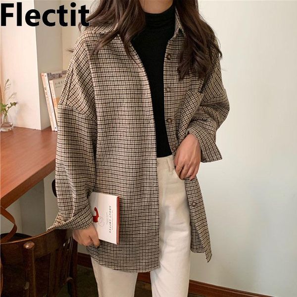 flectit flannel oversized shirt long sleeve collared boyfriend houndstooth blouse fall winter women's blouses & shirts *, White
flectit flannel oversized shirt long sleeve collared boyfriend houndstooth blouse fall winter women's blouses & shirts *, White