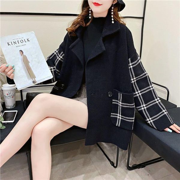 women double faced plaid short suit coat wide tweed coat women double breasted plaid womens trench for, Black
women double faced plaid short suit coat wide tweed coat women double breasted plaid womens trench for, Black