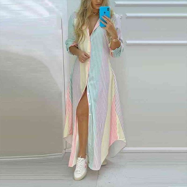 s-xxl elegant women lapel robe autumn sundress casual long sleeve maxi dresses vestidos female striped shirt dress plus size, Black;gray
s-xxl elegant women lapel robe autumn sundress casual long sleeve maxi dresses vestidos female striped shirt dress plus size, Black;gray